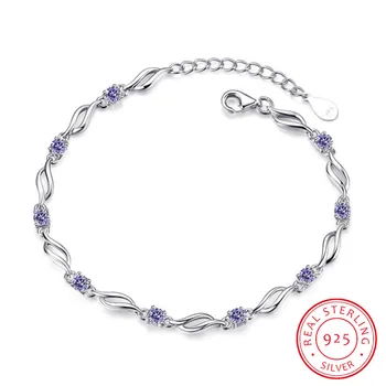 

925 Sterling Silver Charms Bracelets For Women Crystal Zirconia Bracelet pulseira feminina Valentine's Day present S-B101