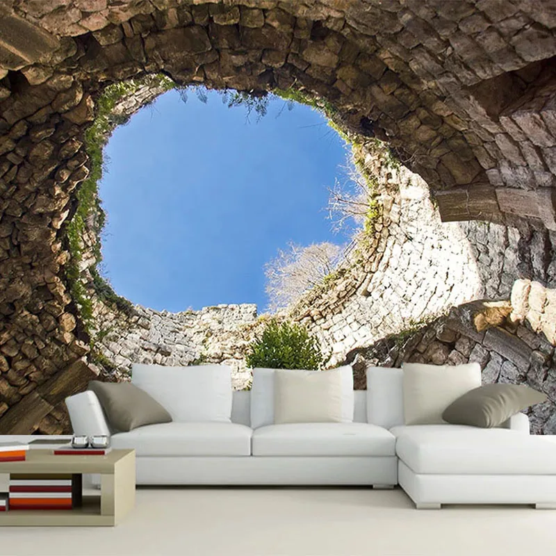 

Drop Shipping Custom Any Size Mural Wallpaper 3D Seaside Cave Wall Paper Modern Creative Home Decor Wall Stickers 3 D