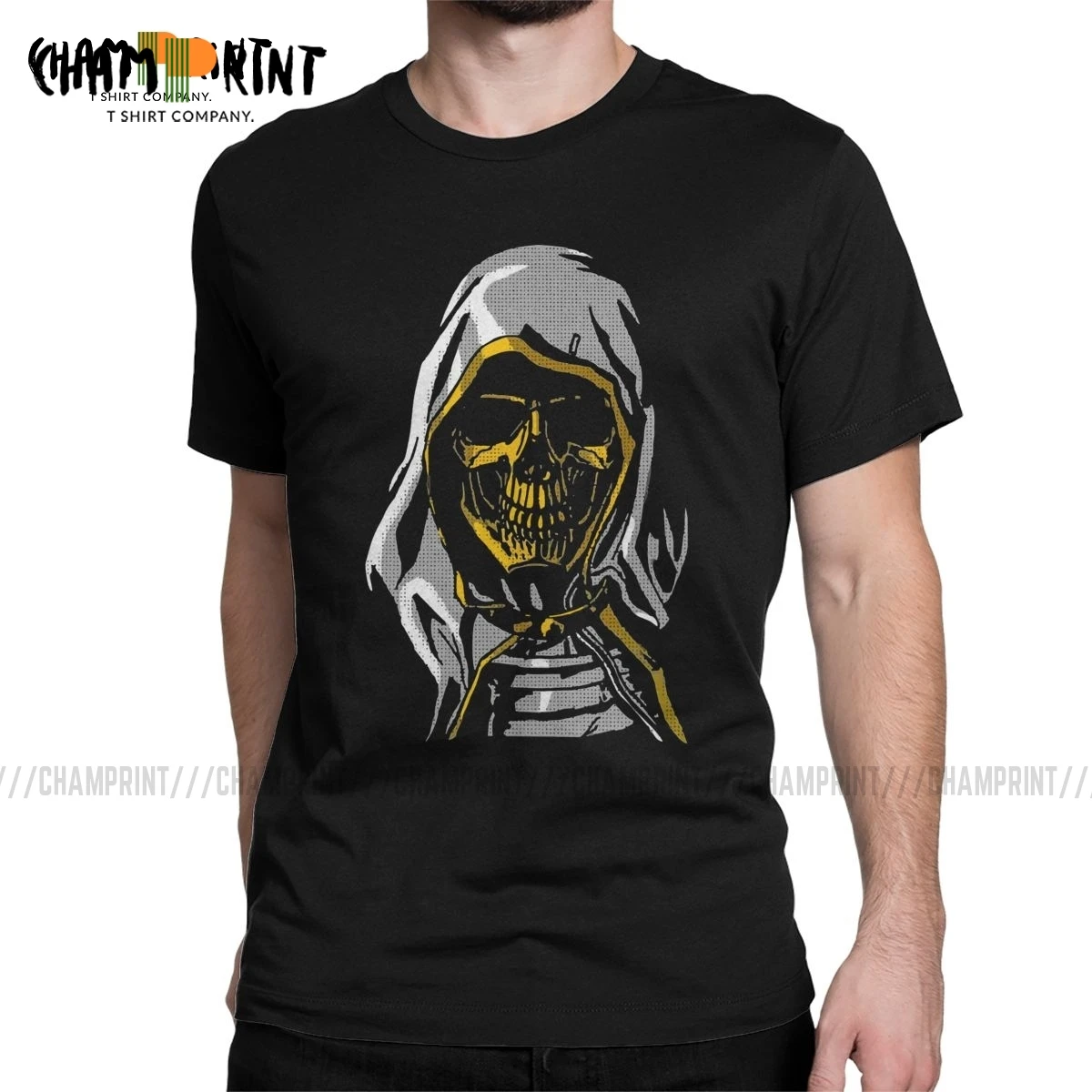 Men Death Stranding Kojima Productions Skull T Shirt Pure Cotton Clothes Casual Short Sleeve Crewneck Tee Summer T-Shirt | Мужская