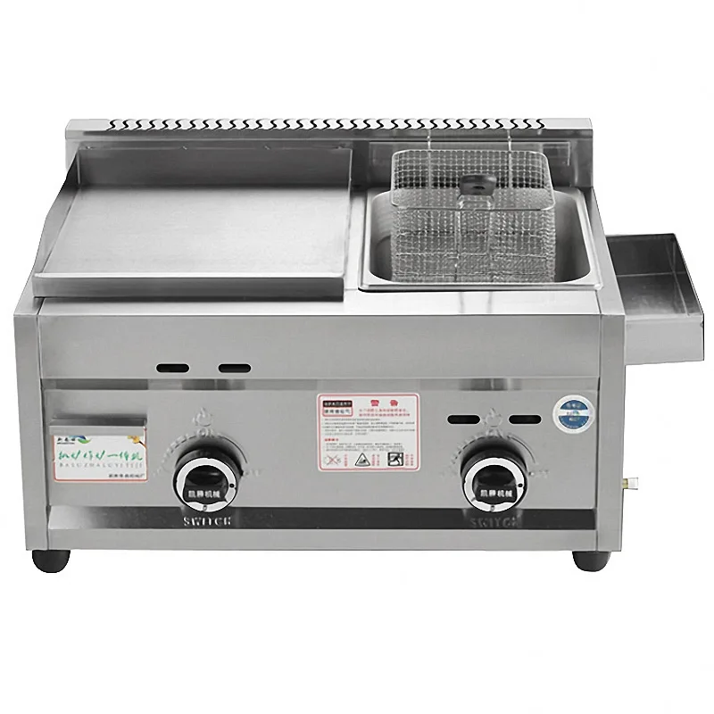 Gas Grill Deep Fryer Machine Commercial Grill Squid Fryer Oden Cooking Machine Stainless Steel Teppanyaki Equipment