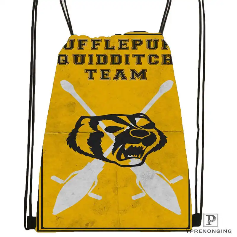 Drawstring Backpack Пользовательские Hufflepuff логотип@ 091 походная сумка на шнурке милый рюкзак для детей(черная спинка) 31x40 см#180531-02-26 - Цвет: Drawstring Backpack