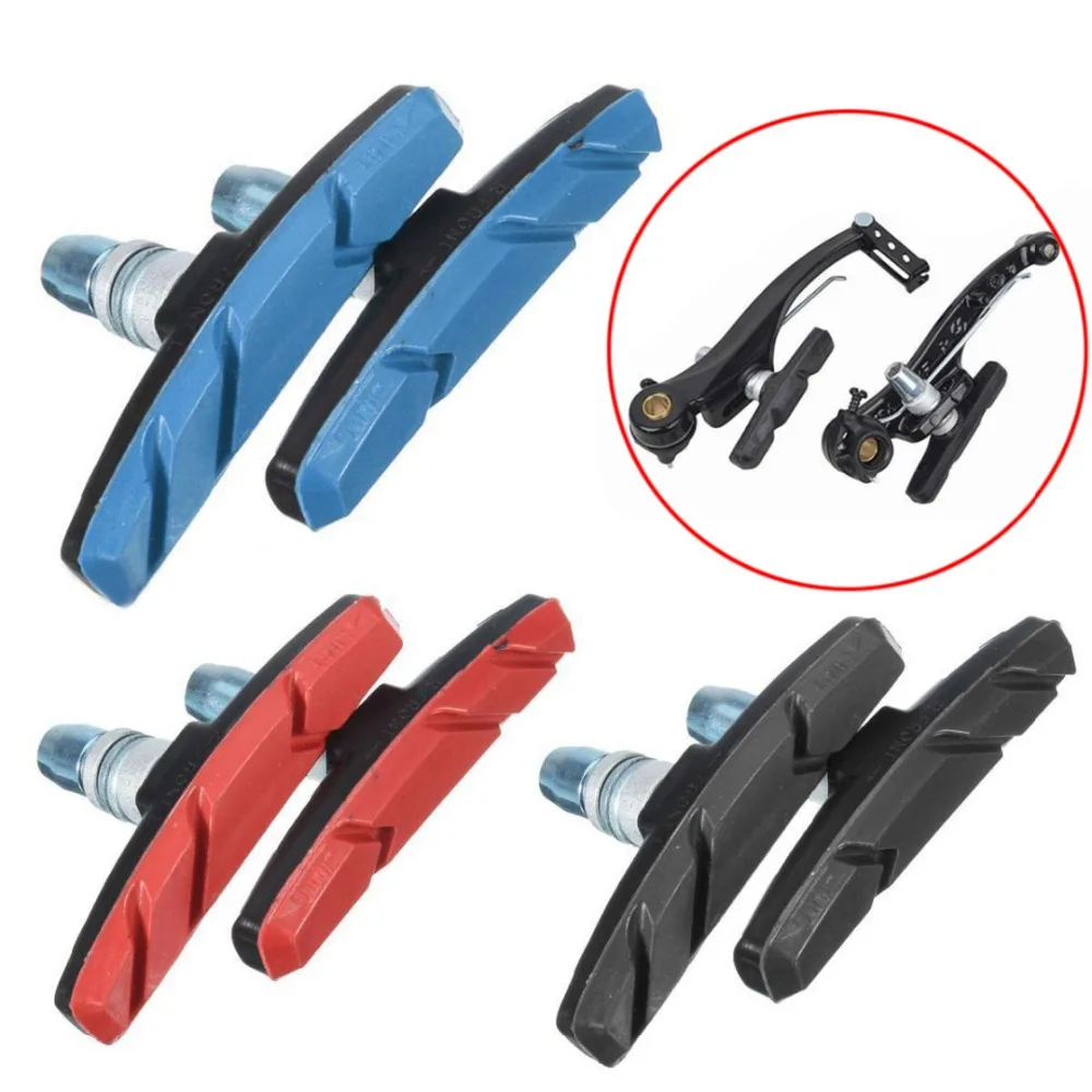 One Pair Mountain Road Mute Bike Brake pads MTB Bicycle Braking V-Brake Holder Shoes Rubber Blocks Durable Cycling Accessories