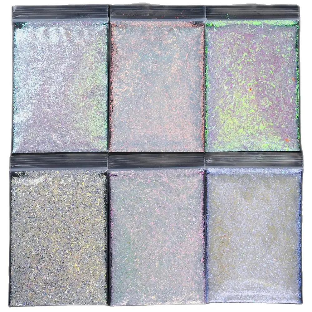 50G Diamond Aura Glitter Irregolari Grosso Iridescente Bianco Irregolare Flaked Glitter Opalescente Irregolare Mylar Glitter Flakes