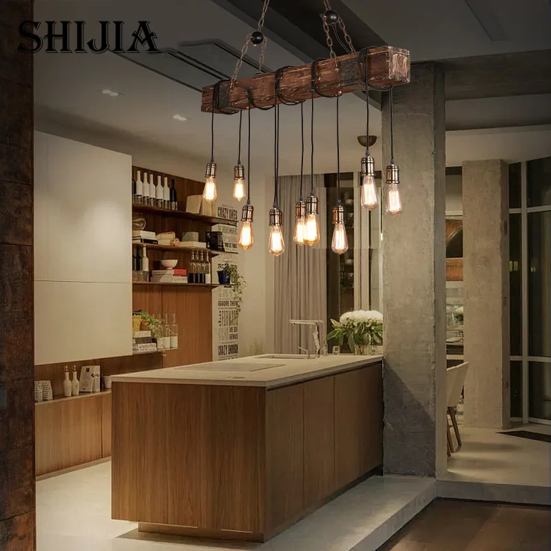 

Vintage Loft Decorative Wooden Lamp for Cafe Bar Bedroom Restaurant Decoration