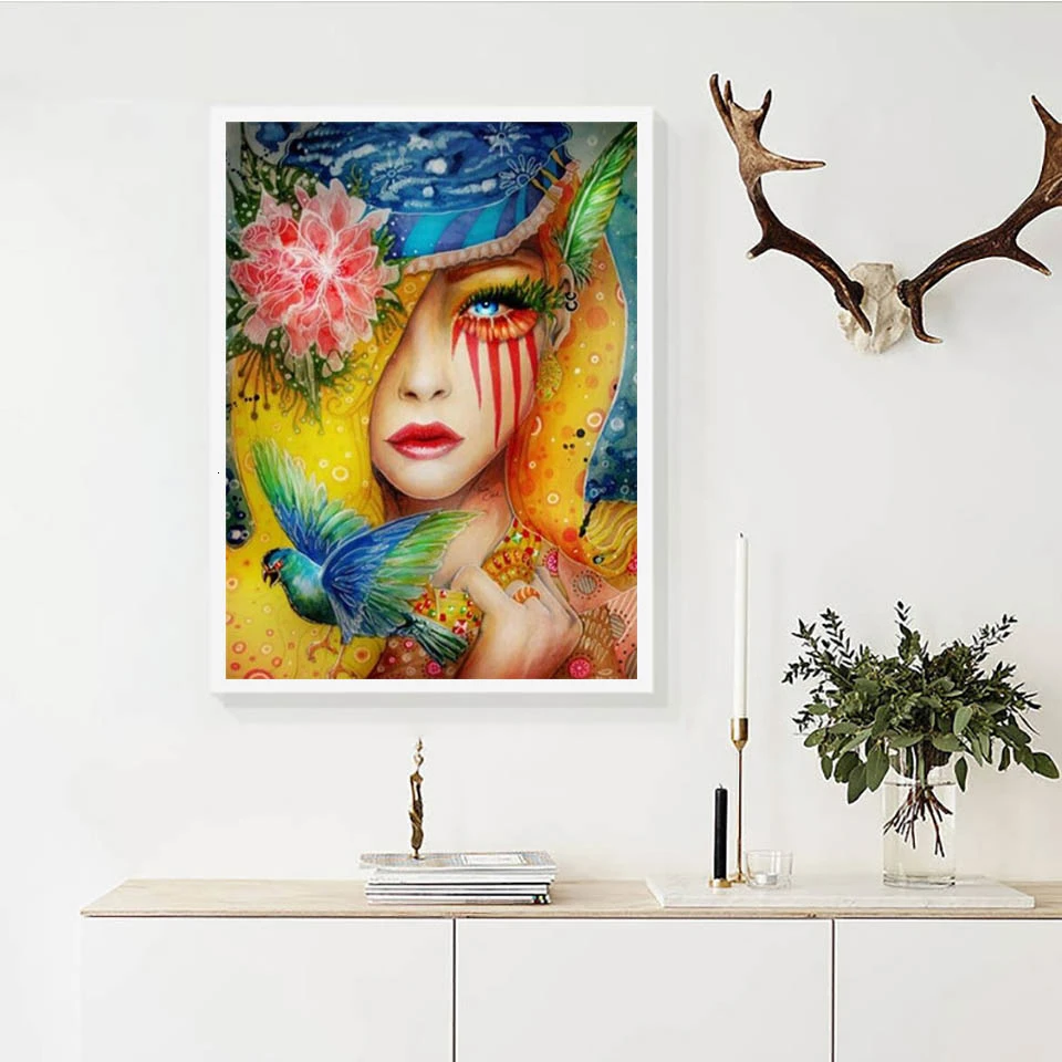 AZQSD Paint By Numbers For Adults Kits Girl DIY Unique Gift Coloring By Numbers Portrait Acrylic Paint Wall Art Unframe