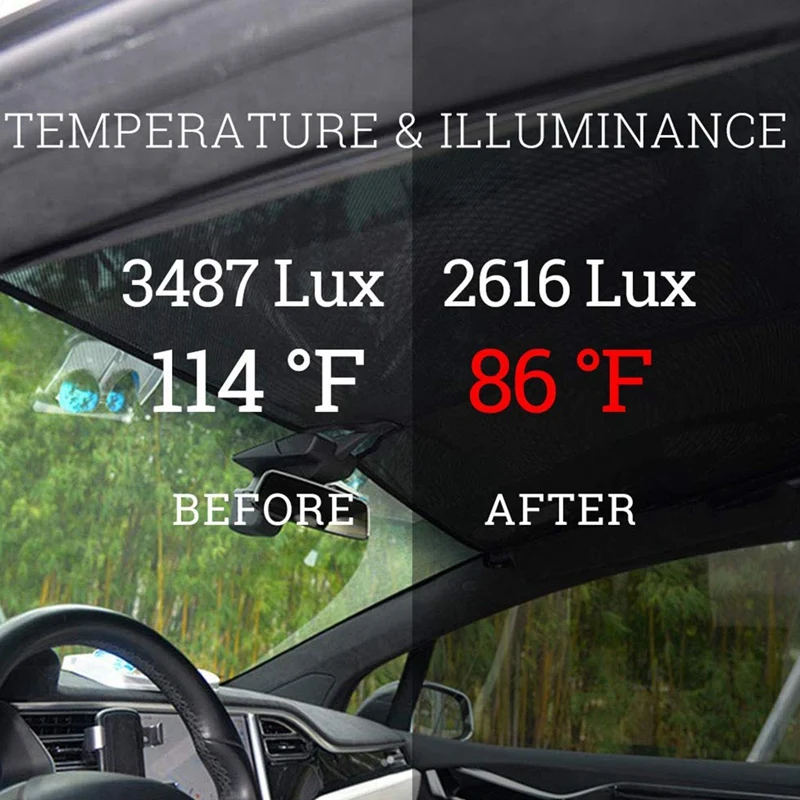  for Tesla Model X Front Windshield Sunshade Shade Foldable Magnet Mesh Side Car Window Heat Isolate