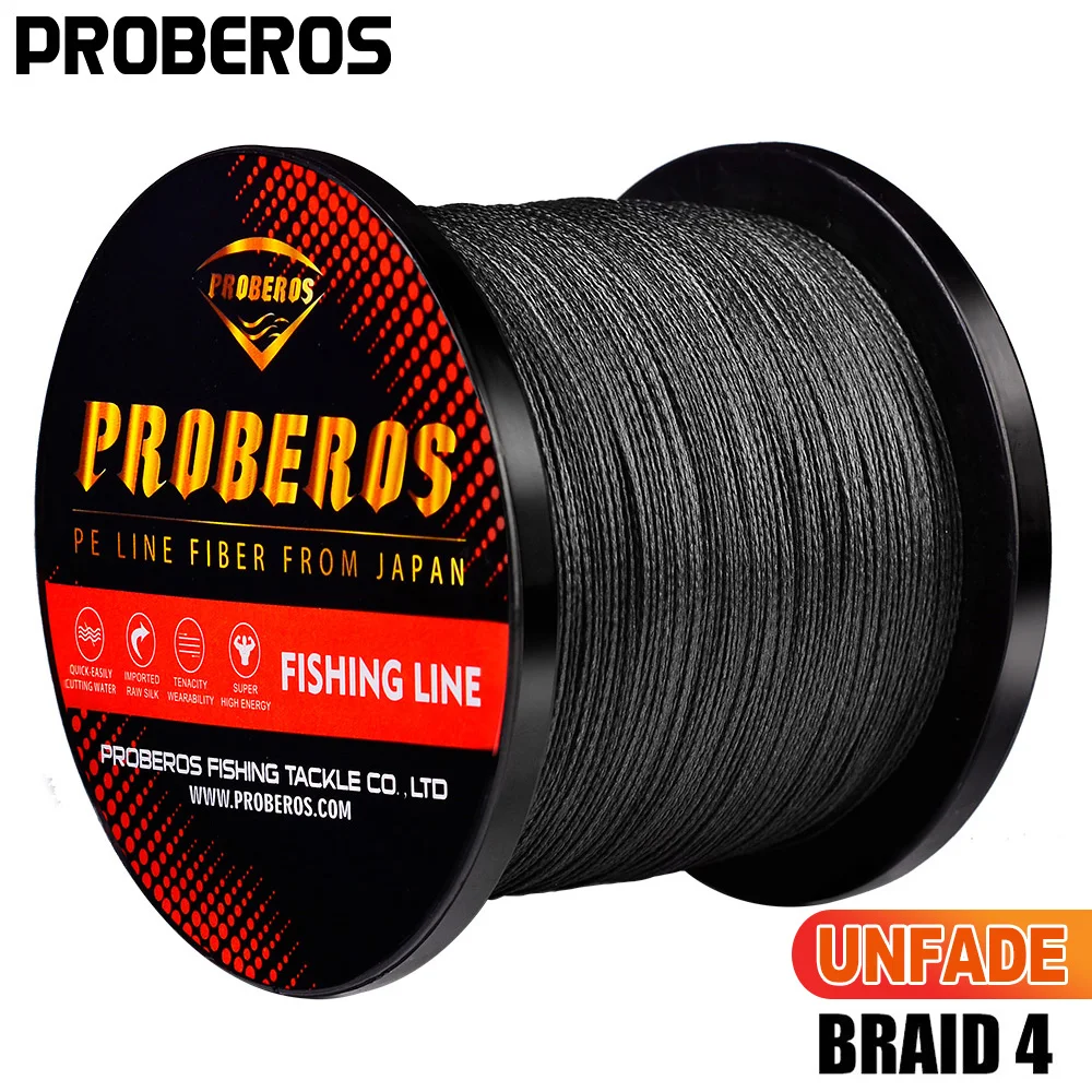 

PROBEROS 4 Braids Fishing Line 2000M-2187YDS 4 Weaves Unfade Yarn Line Red/Green/Black Weaved Fish Wire 6LB-100LB Cord