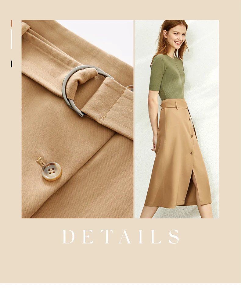 AMII Minimalism Summer Autumn Fashion Solid Aline Single-breasted Women Skirt Causal Belt Calf-length Female Skirt 12030047