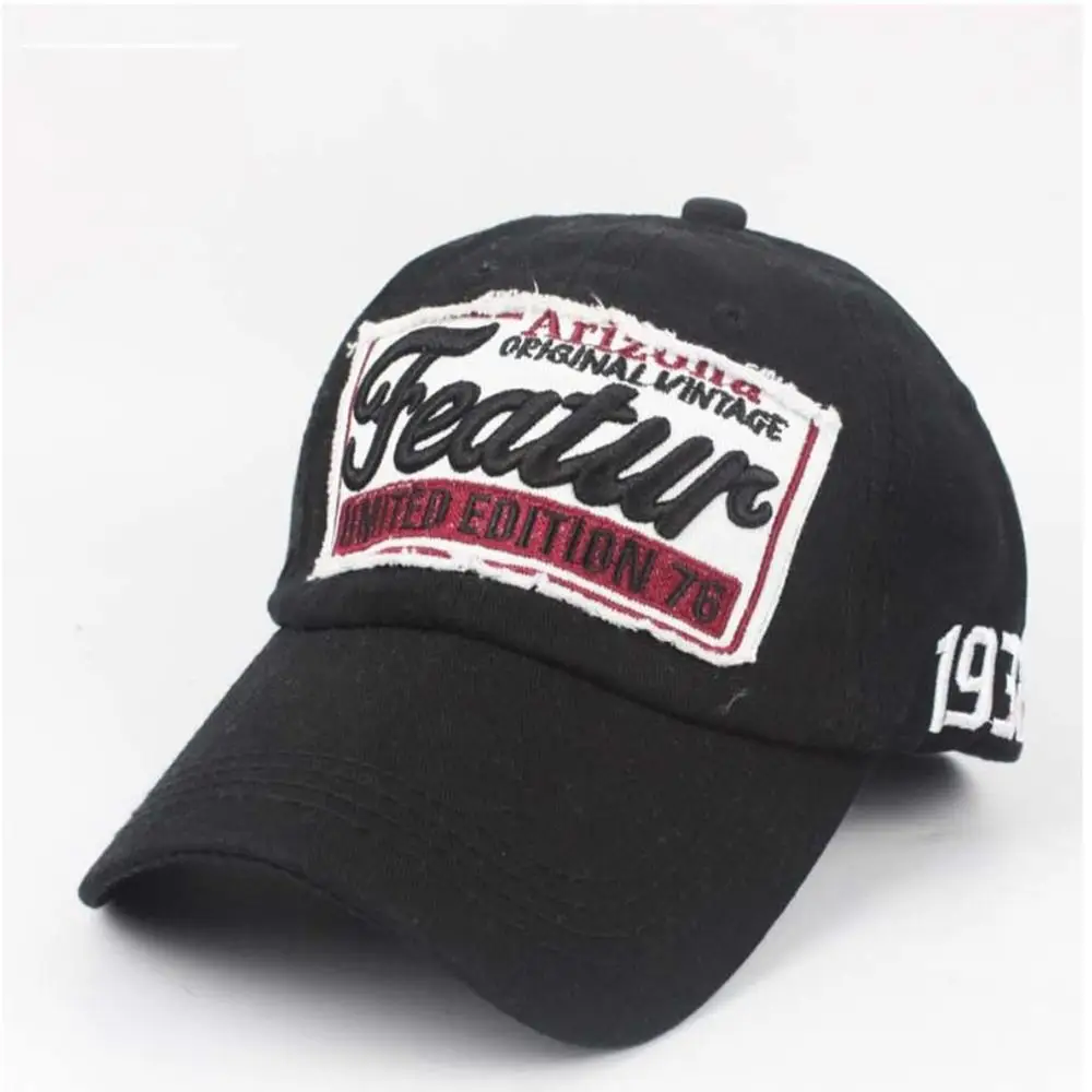 Фирменные хлопчатобумажные вышитые буквы W бейсбольная Кепка Snapback Кепка s Bone casquette шляпа Distressed носить облегающие шляпы для мужчин на заказ Ha - Цвет: Черный