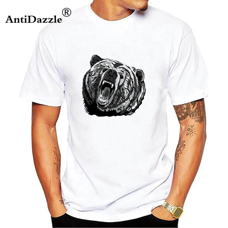 2018 NEW Arrival Summer Grizzly T Shirt Men Brown Bear Animal Print Casual Short Sleeve Tee Hip Hop Brand Clothes Camisetas |