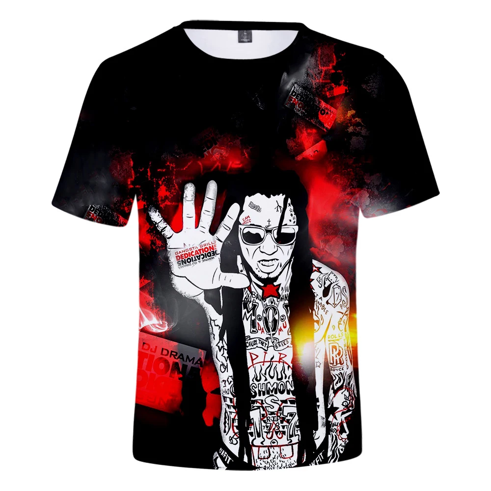 Lil Wayne футболка 3D для мужчин и женщин футболка Lil Wayne с короткими рукавами для мальчиков и девочек Летняя дышащая Футболка Топ в простом стиле