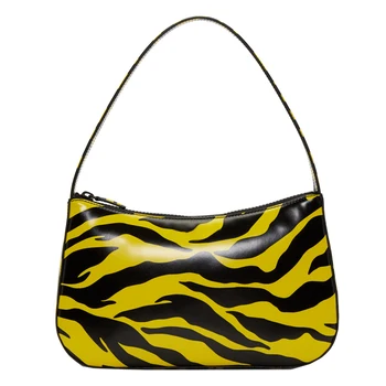 

Microfiber Synthetic Leather Underarm Bag Retro Niche Brand Bag Female Bag Personality Zebra Print One-shoulder Baguette Bag