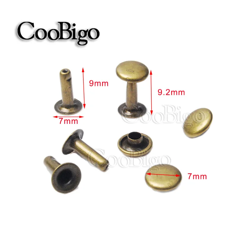 50set Antique Brass 50 компл. 7x9 мм круглая двойная заклепка гвоздь шип для сумки пояса одежды браслет и металлический инструмент Металл DIY кожевенное ремесло обувь - Цвет: 50set Antique Brass