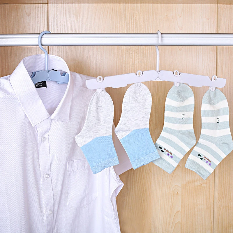 4 PCS Portable Folding Clothes Hangers Multifunction Collapsible Anti-Skid Windproof Travel Household Clothes Drying Rack