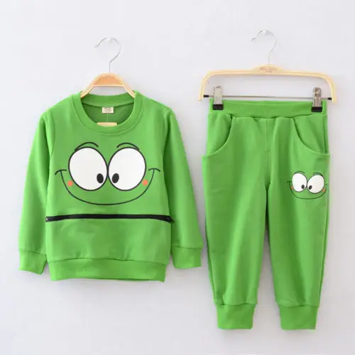 

2 Pcs Baby Kid Unisex Suits Tracksuit Smiling Face Boy Girl Kid Casual T-shirt Top+Pants Sweater Outfit Sportswear Clothes