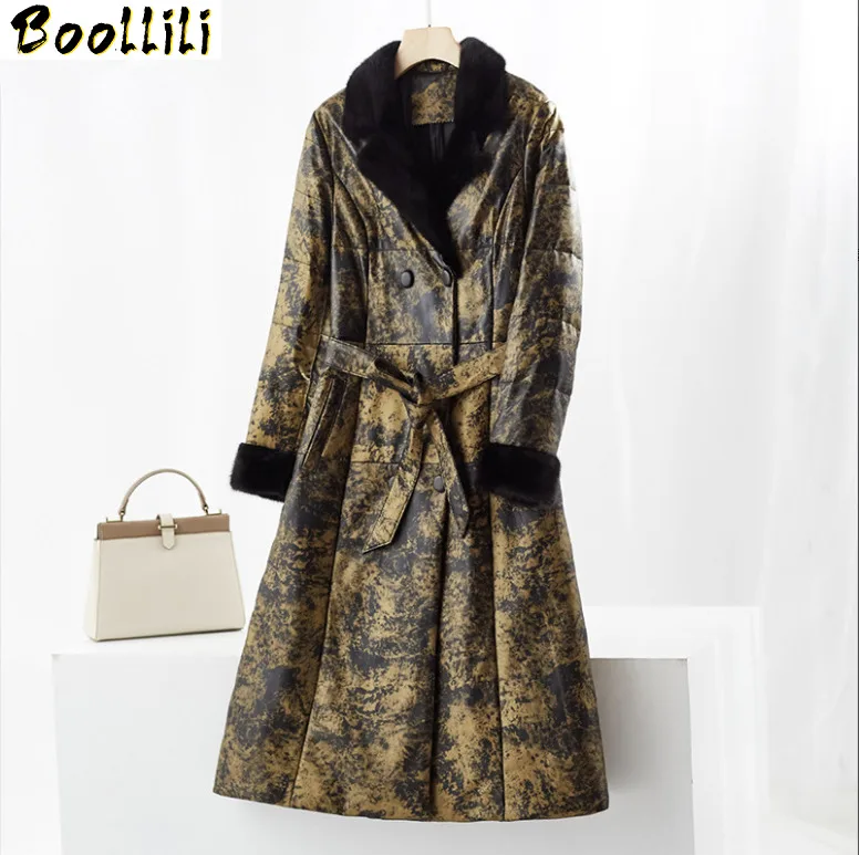 

Boollili 2020 Genuine Leather Jacket Winter Jacket Women Mink Fur Collar Down Jackets for Women 100% Real Sheepskin Coat