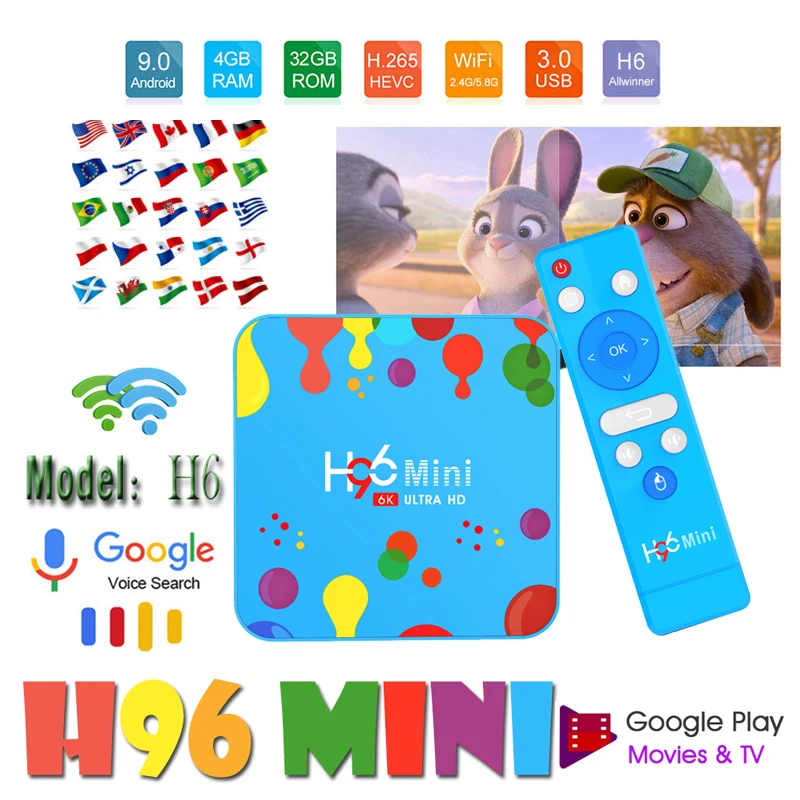 

Tv-Box Youtube-Set Netflix Quad-Core H96mini 6K Allwinner H6 128GB Android 9.0 Box tv Media-Player 3d-Iptv Bluetooth smart tv