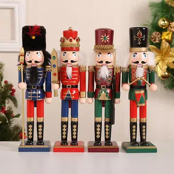 

30Cm Christmas Decorations Puppets Wooden Puppets Nutcrackers Hand-painted Color Painting Desktop Decoration Ornaments