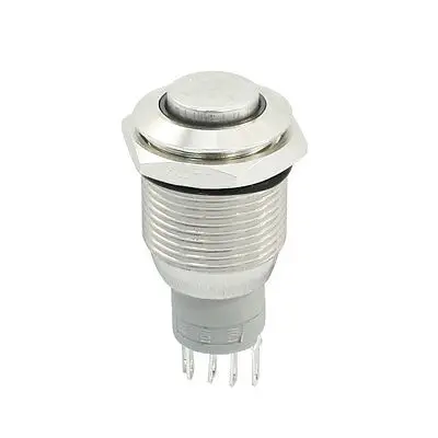 

16mm Thread Dia Mounting Self-Locking Metal Button Switch 12V Blue Light