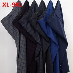 2019 модный мужской костюм брюки классические деловые повседневные свободные прямого кроя клетчатые брюки мужские 7color плюс размер XL 5XL 6XL 7XL