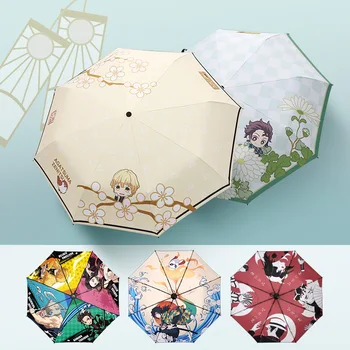 

Demon Slayer Kimetsu no Yaiba Creative Personalit Sun Anti-UV Wind Resistant Black glue 3 Folding dual-purpose Sunshade umbrella