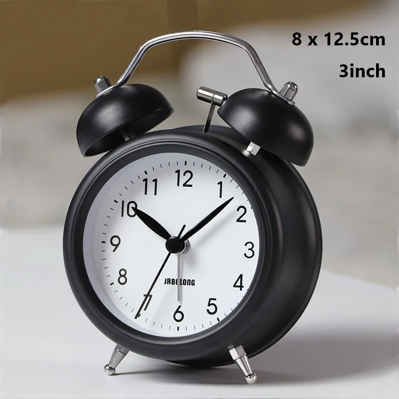3inch black Светящийся детский будильник, креативные настольные часы для спальни, будильник, металлические электронные настольные часы, бесшумные движущиеся часы - Цвет: 3inch black