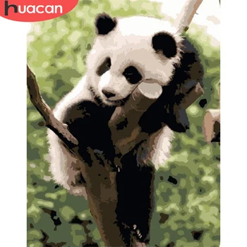 

HUACAN Painting By Numbers Panda Kit Acrylic Paint On Canvas Wall Art Picture HandPainted Animals Home Decor DIY Gift