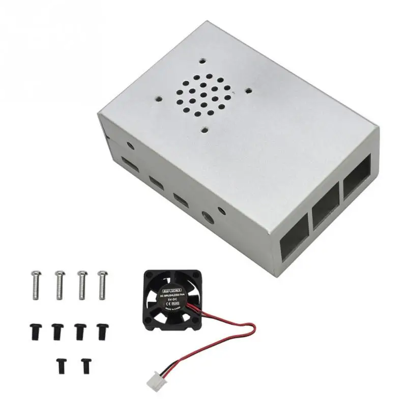 For Raspberry Pi 4 Cooling Fan Enclosure Box Shell Aluminum Alloy Easy Install Lightweight Metal Cooling Fan Heat Sink