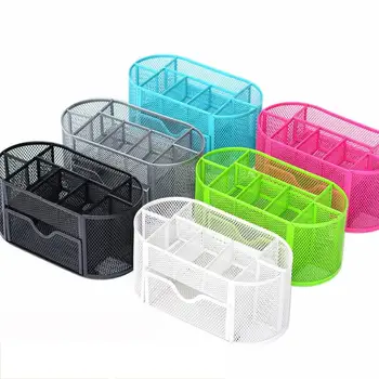 

Multi-functional Desk Organizer Mesh Metal Pen Holder Stationery Container Box Office School Supplies Black