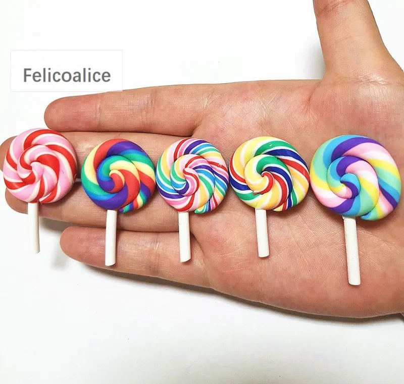 8PCS Schleim Charms Bunte Lollipop Weichen Ton Plastilin Schleim Zubehör Perlen Machen Liefert Für DIY Scrapbooking Handwerk – Detail 5