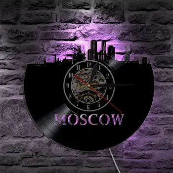 

Moscow City LED Wall Clock Decorative Living Room Vinyl Lighting Color Change Lamp Remote Control Watch Home Decor
