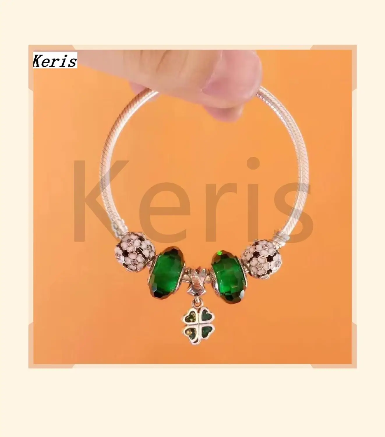 

High Quality Original 1:1 100% Silver Bordered Clover Pendant Bracelet Free Delivery