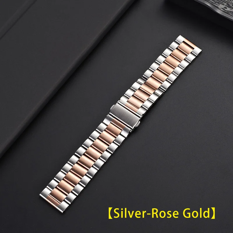 Silver Rose Gold UEBN 20 мм 22 мм сменный ремешок из нержавеющей стали для HUAWEI WATCH GT 2 46 мм 42 мм ремешок HONOR Magic GT активные Ремешки для наручных часов - Цвет ремешка: Silver Rose Gold