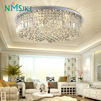 

Luxury Round Modern LED Stainless Steel Top Crystal Ceiling Lamp Living Room Bedroom Decoration Lamp