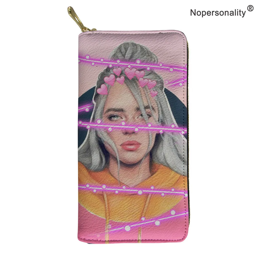 Nopersonality Billie Eilish, длинный женский кошелек с принтом, кошелек из искусственной кожи на молнии, Женский кошелек, клатч, женский кошелек, кошелек для монет - Цвет: YY2540Z21