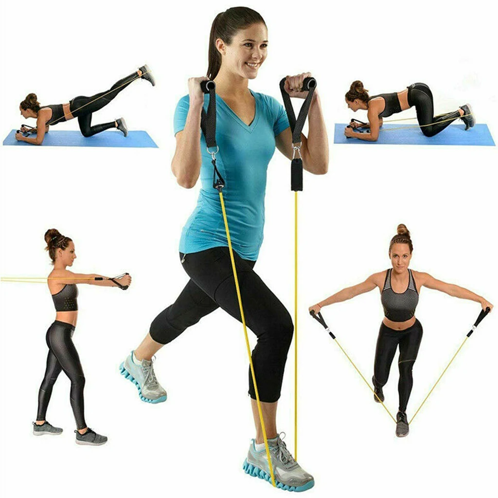 11pcs Resistance Bands Set Pull Rope Home Gym Workout Fitness Elastic Exercise