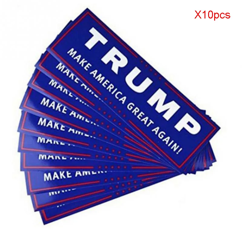 10pcs Новинка, Дональд Трамп, Переизбранный президент, флаг США, бейсболка с вышивкой, наклейка на бампер автомобиля - Цвет: 10pcs