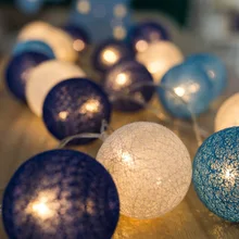 Таиланд, хлопковый шар, осветительная цепь, светодиодный светильник в виде лозы, для праздника, вечеринки, свадьбы, на месте, декоративные гирлянды