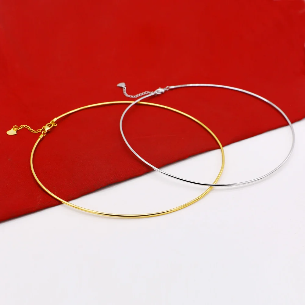 Ожерелье-чокер с гладкой цепочкой, ожерелье для девушек, ювелирные изделия из стерлингового серебра 925 пробы, для женщин, размер 43-49 см, рождественские подарки, вечерние аксессуары