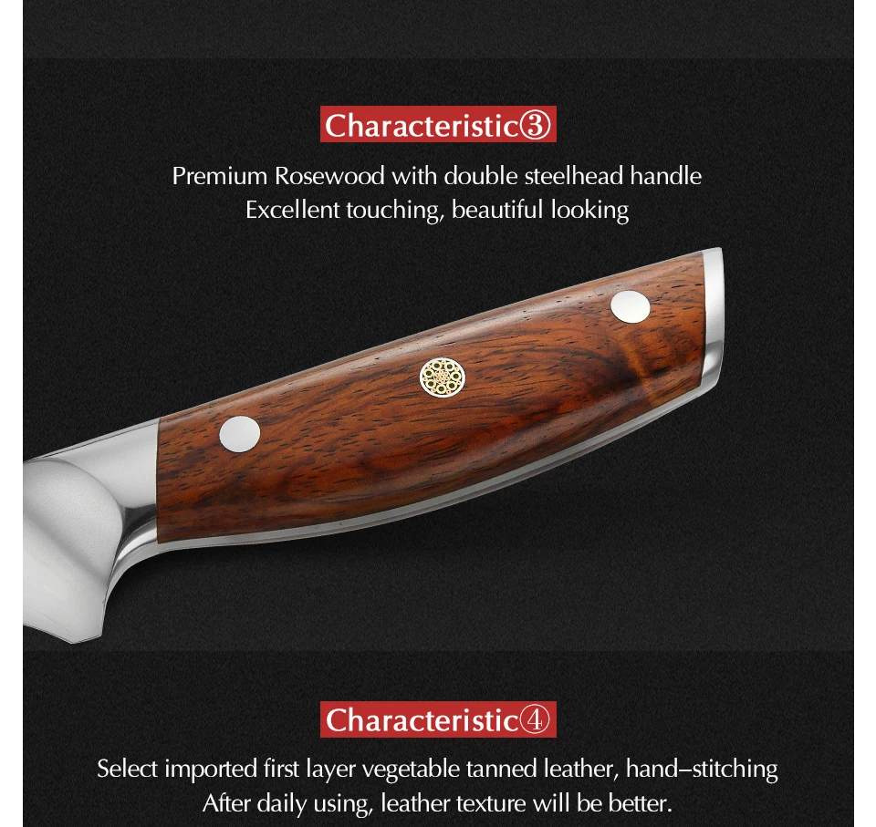 De Cozinha Afiada, Cozinhar Ferramentas, Rose Wood Handle, 6''