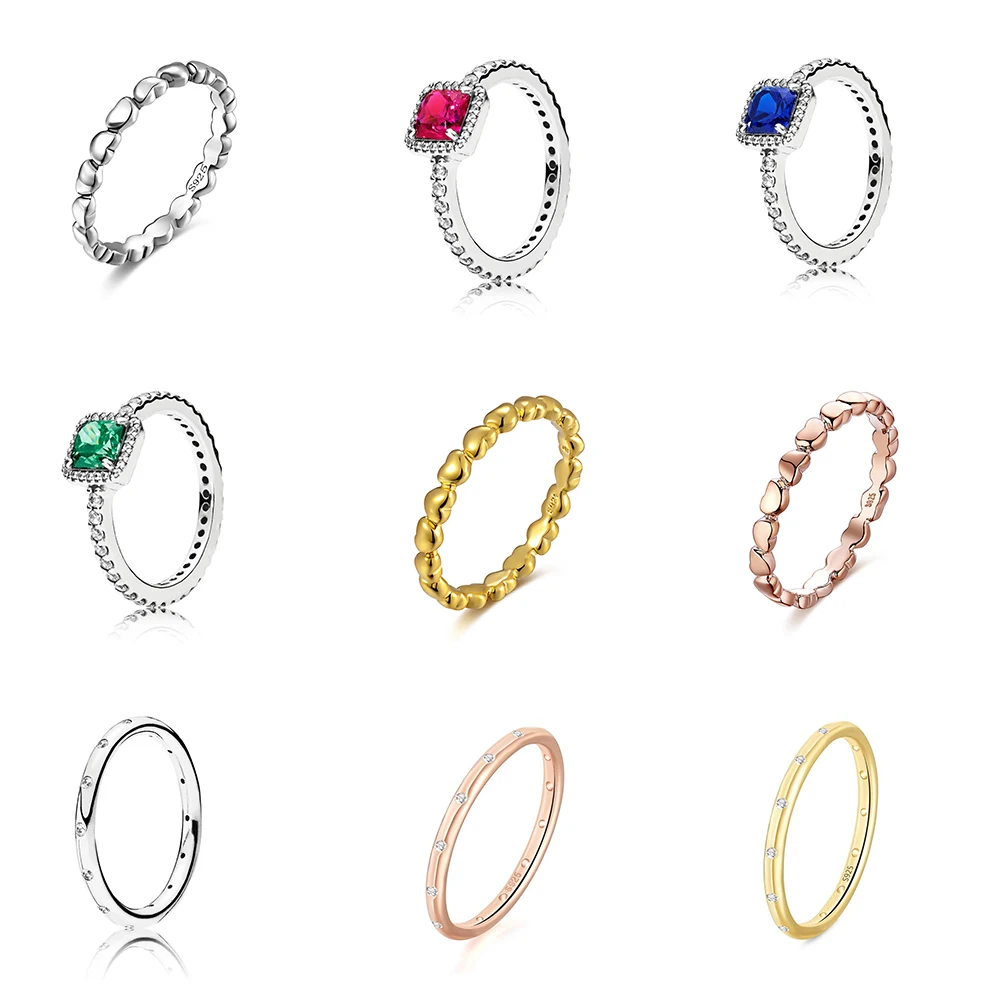 Silver Color Ring Charms Heart Shape With Big Cz Blue Green Red Round Crystal Finger For Women Party Jewelry | Украшения и