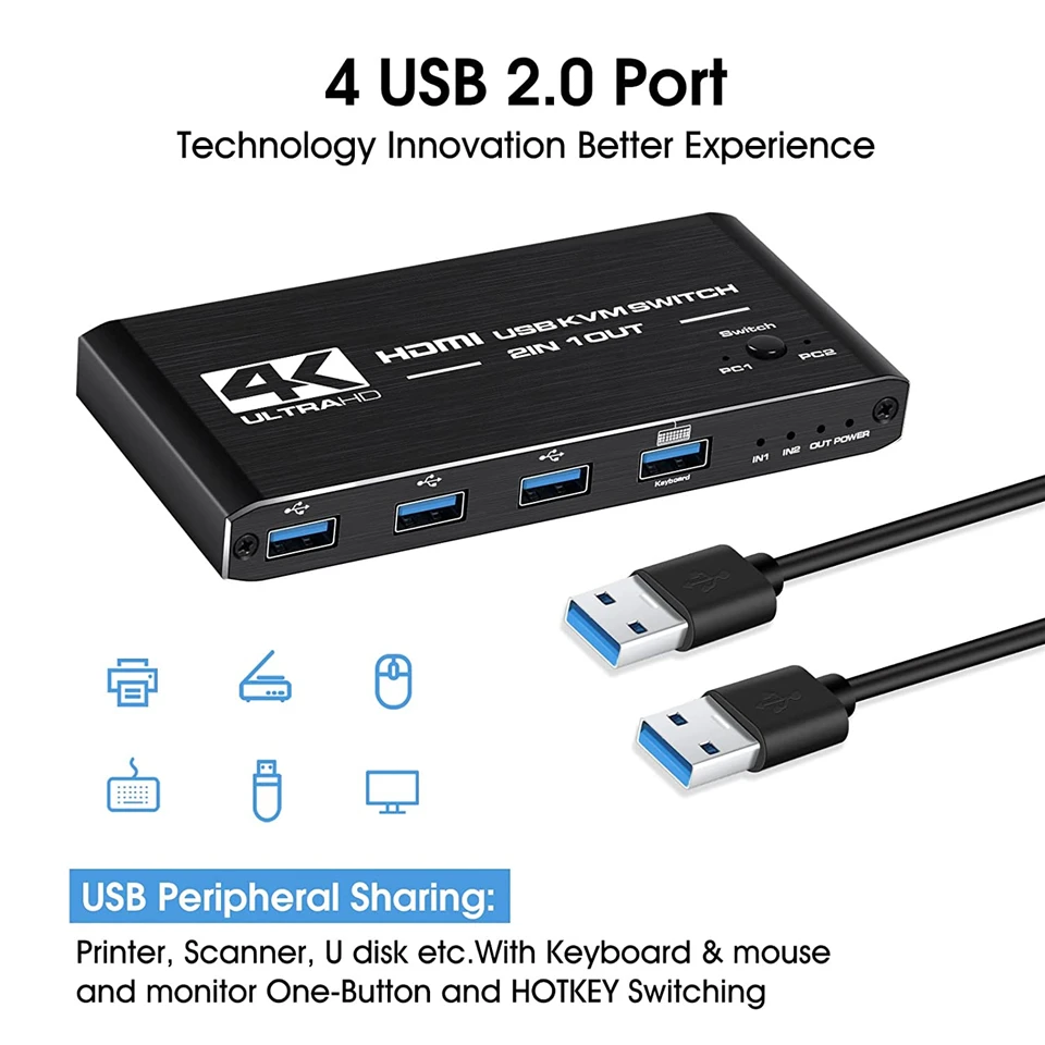 Compatível do Interruptor Kvm do Divisor In1 para o Teclado do Monitor do Computador e o Rato Hdmi-switcher Edid - Hdcp Impressora 8k 4k Usb 2 - Image 5