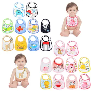 

10PCS Cartoon Baby Bibs Infant 3-Layers Waterproof Anti-dirt Burp Towels Toddler Burp Clothes Kids Feeding Eating Apron Smock