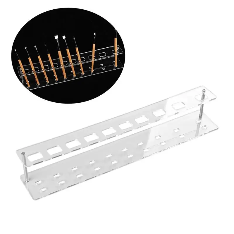 

RUIMIO 1PC Acrylic Cosmetic Brush Holder Durable Makeup Brush Drying Rack Storage Shelf Organizer (Transparent/Red/Black)