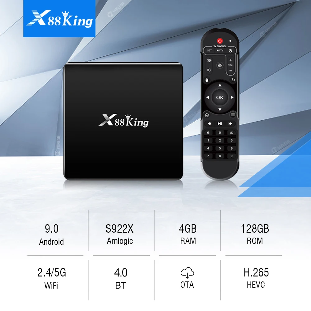 4GB 128G X88 King Amlogic S922X TV Box Android 9.0 Support Dual Wifi BT 5.0 1000M 4K 60fps USB3.0 Google Play Youtube 4K Media super box tv