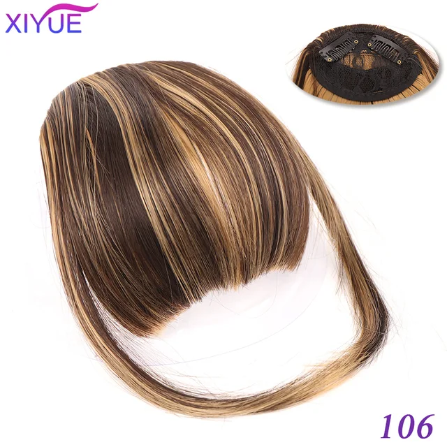 Black/Light Brown Clip In Hair Bangs Hairpiece Accessories Synthetic Fake Bangs Clip In Hair Extensions Clip In Hair Pieces Purple