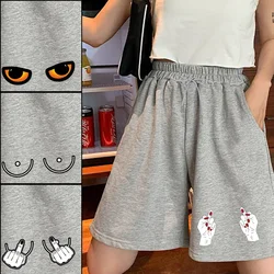 2022 verão calções femininos casual solto sweatpants fitness drawstring bolsos respirável shorts retos tendência impresso roupas