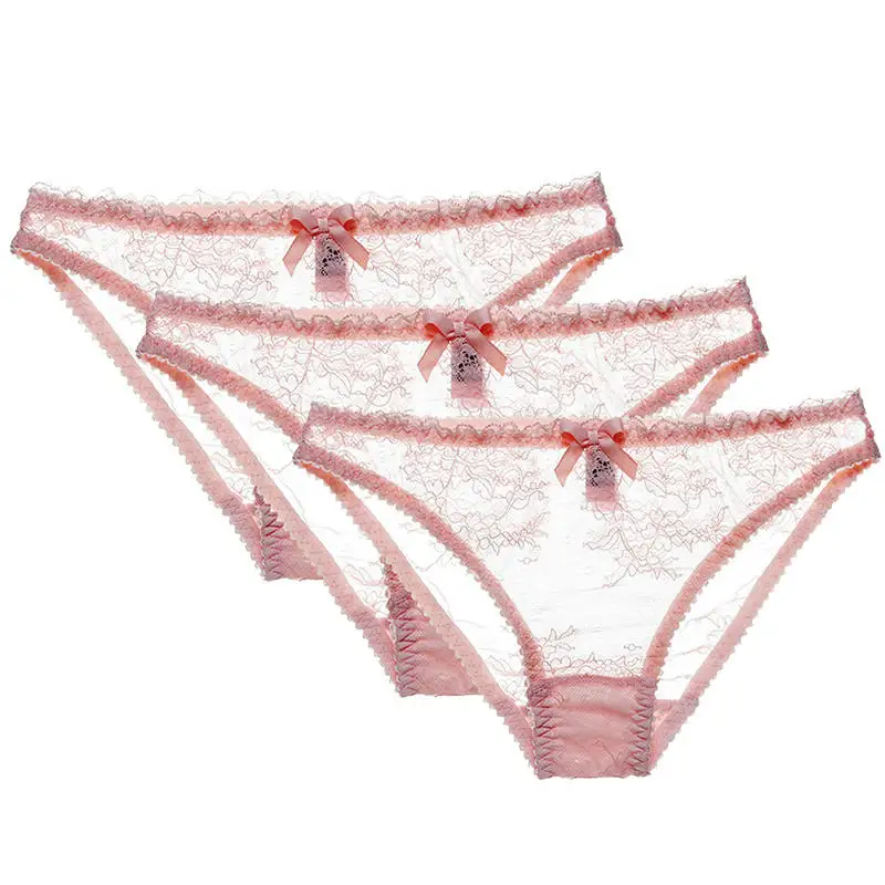 3pink Varsbaby, сексуальные кружевные трусы с низкой талией, S-XL, нижнее белье, прозрачные трусики, 3 шт./лот - Цвет: 3pink