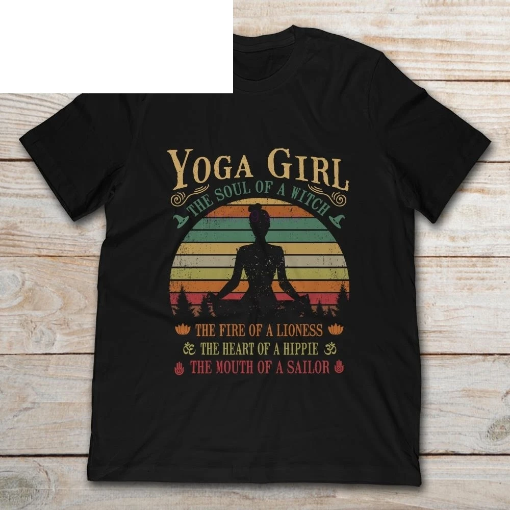 2020 брендовая мужская футболка Yoga Girl The Soul Of A Witch Fire Lioness Heart Hippie | Мужская одежда