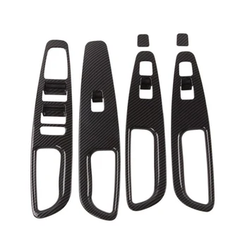 

Carbon Fiber Car Window Lift Switch Button Cover Trim Door Armrest Panel Frame Accessories for Hyundai Santa Fe 2019+
